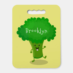 Cute kawaii dancing broccoli cartoon illustration seat cushion