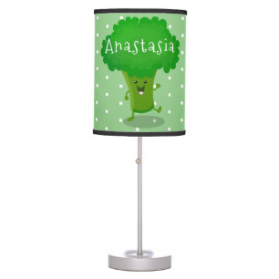 Cute kawaii dancing broccoli cartoon illustration table lamp