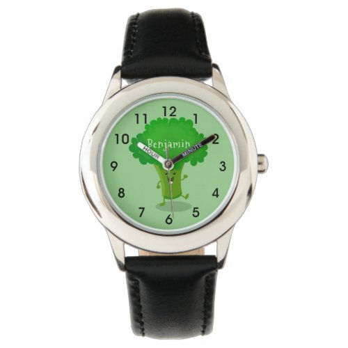 Cute kawaii dancing broccoli cartoon illustration watch