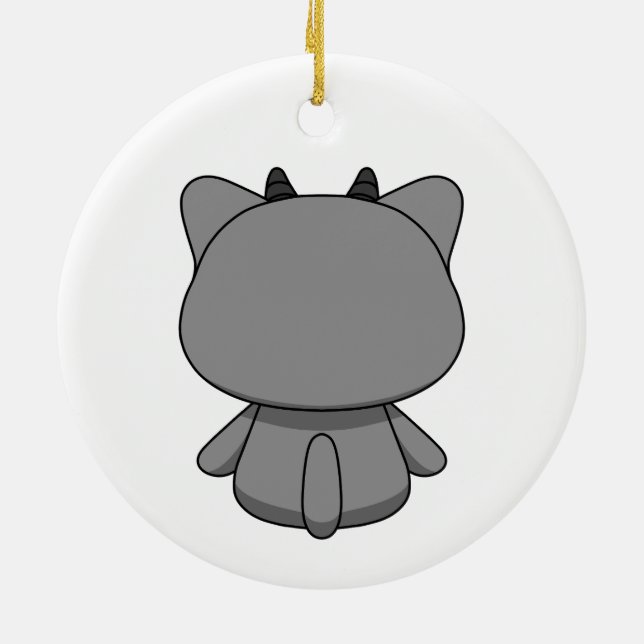 Cute Kawaii Demon Cat  Ceramic Ornament (Back)