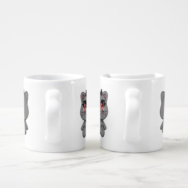Cute Kawaii Demon Cat Coffee Mug Set (Handle)