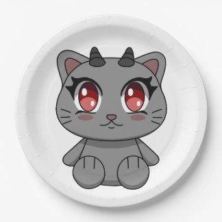 Cute Kawaii Demon Cat  Paper Plates