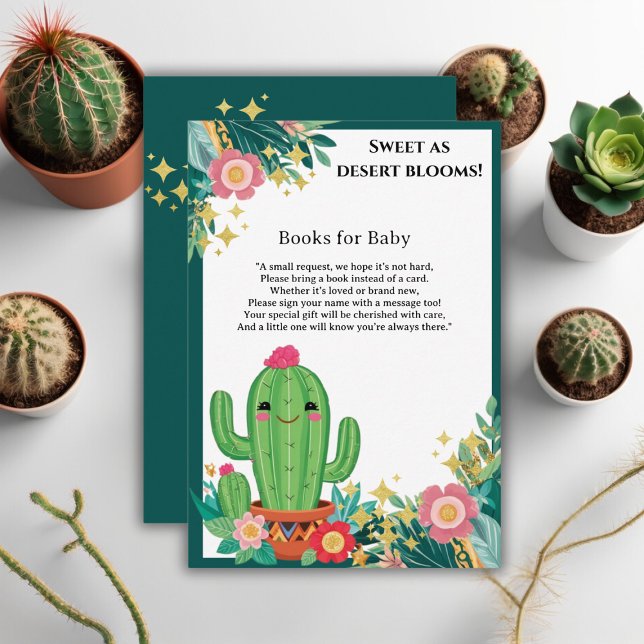 Cute Kawaii Desert Bloom Floral Cactus Baby Shower Enclosure Card (Creator Uploaded)