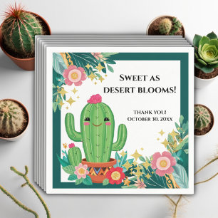Cute Kawaii Desert Bloom Floral Cactus Baby Shower Napkins