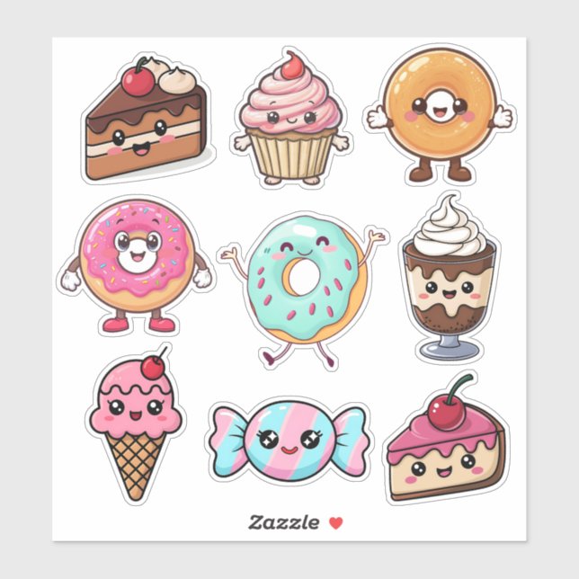 Cute Kawaii Desserts Sticker (Sheet)