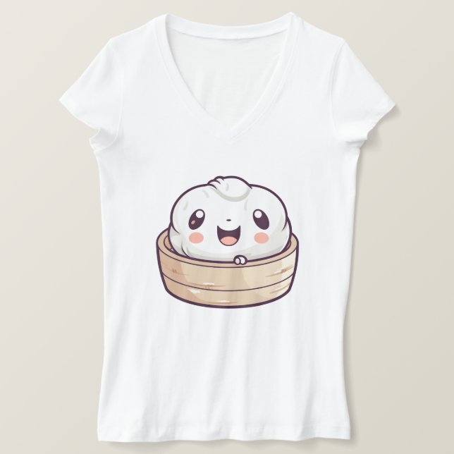 Cute Kawaii Dim Sum Chinese Dumpling Lover T-Shirt (Design Front)