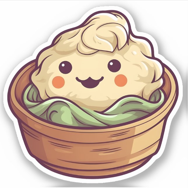 Cute Kawaii Dim Sum Chinese Dumpling Sticker (Front)