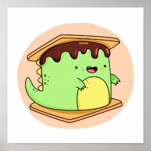 Cute Kawaii Dino-smore Poster