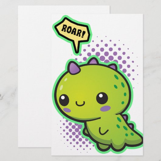 Cute Kawaii Dinosaur (Front/Back)