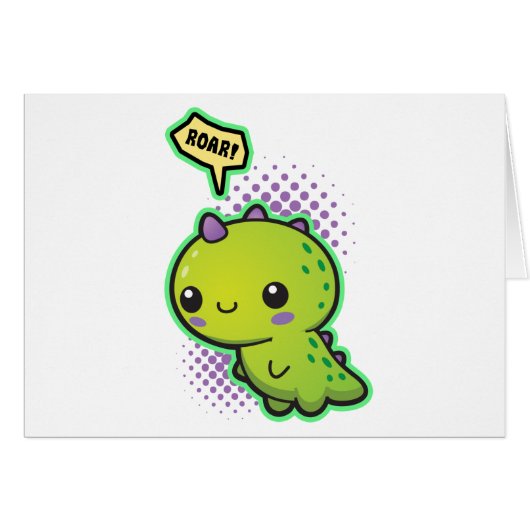 Cute Kawaii Dinosaur Cards (Front Horizontal)