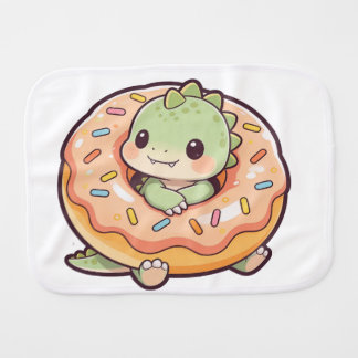 Cute Kawaii Dinosaur Donut Kids Clothing Design Baby Burp Cloth