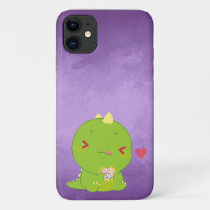 Cute Kawaii Dinosaur Eating Cookie Purple iPhone 11 Case
