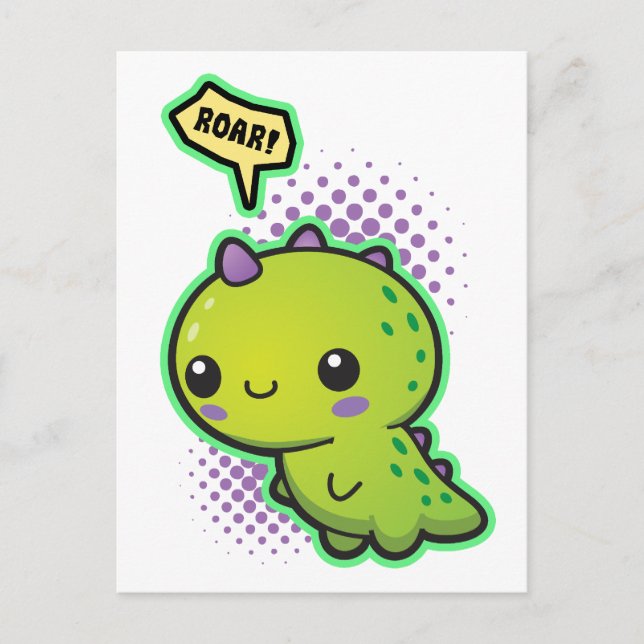 Cute Kawaii Dinosaur Postcard (Front)