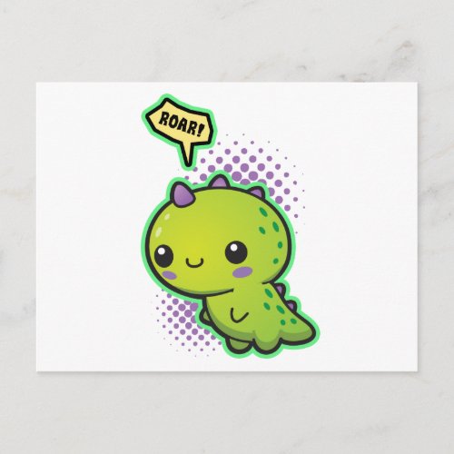 Cute Kawaii Dinosaur Postcard