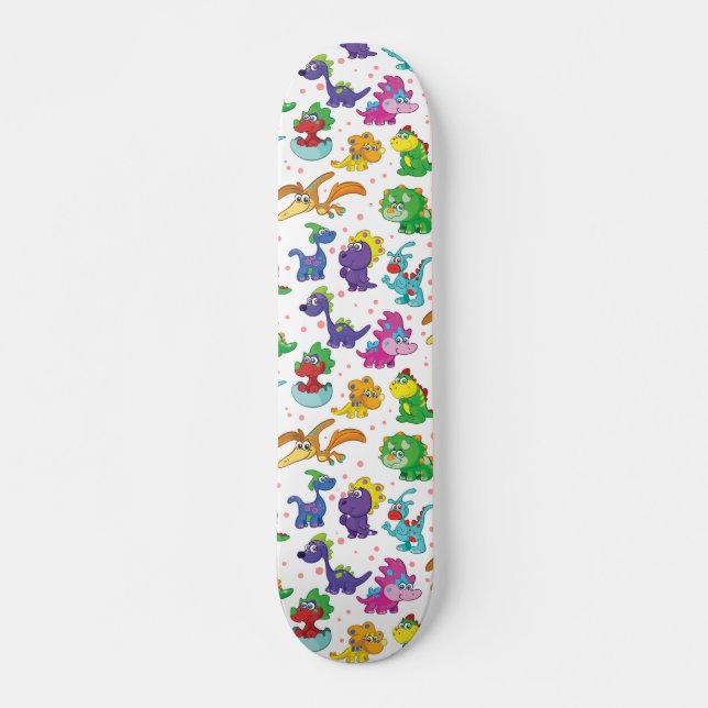 Cute Kawaii Dinosaurs Skateboard Deck (Front)