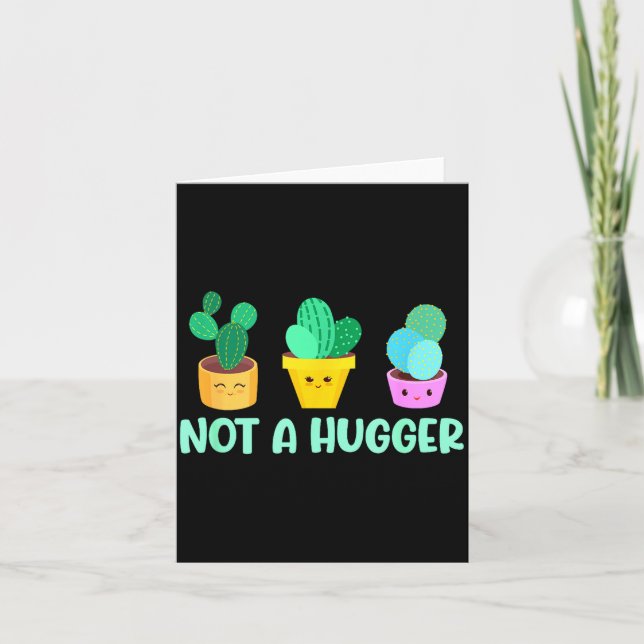 Cute Kawaii Do Not Hug I'm Not A Hugger Cactus  Card (Front)