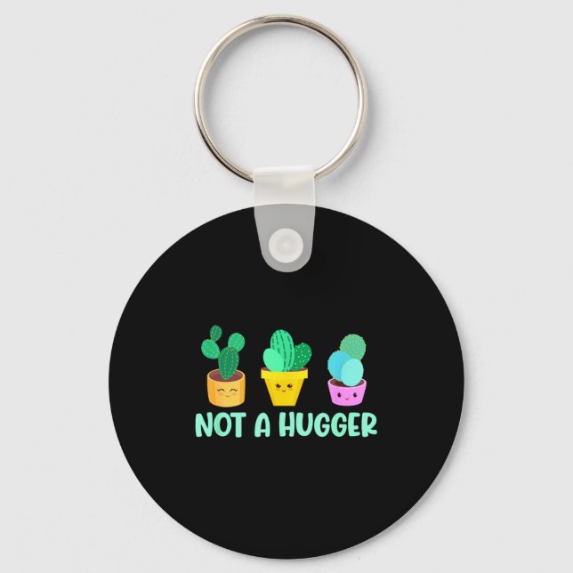 Cute Kawaii Do Not Hug I'm Not A Hugger Cactus  Keychain (Front)