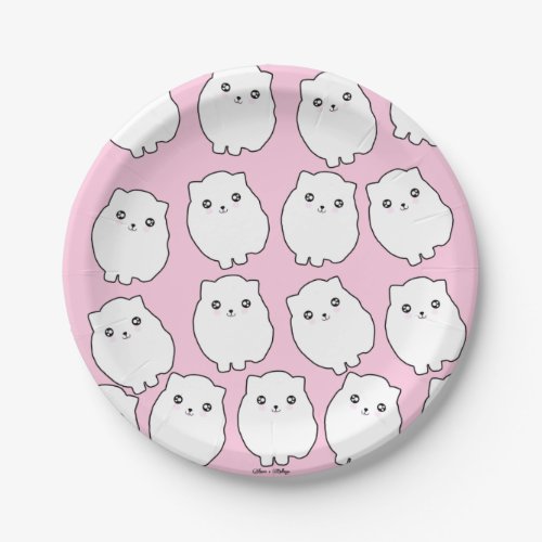cute kawaii dogcat pet animal furball pink paper plates