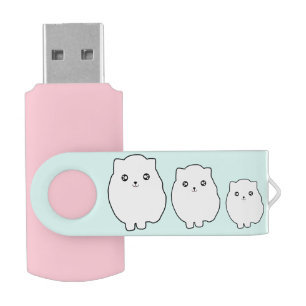 Cute kawaii dog/cat white pet animal fur ball USB Flash Drive
