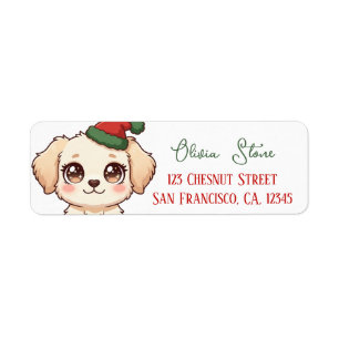 Cute Kawaii Dog Christmas Personalized Label