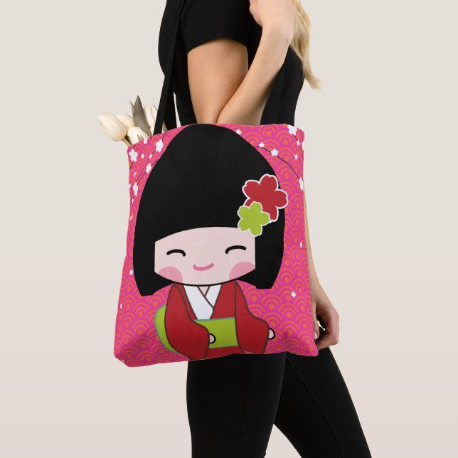 cute kawaii doll tote bag (Close Up)