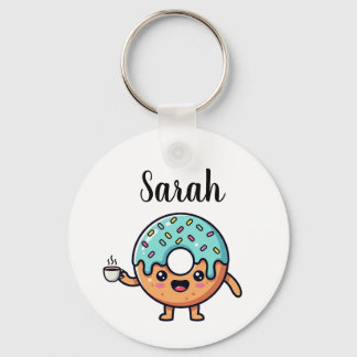 Cute Kawaii Donut Lovers Personalized Keychain