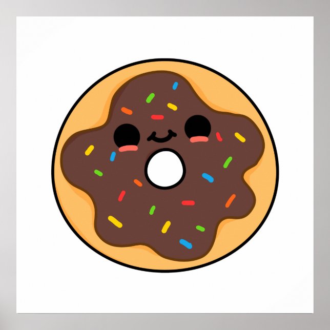 Cute Kawaii Donut Poster (Front)