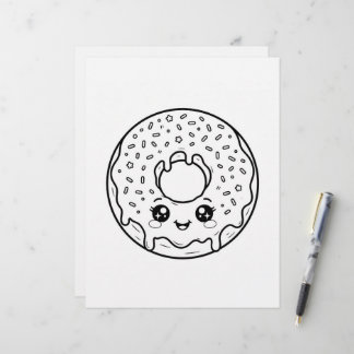 Cute Kawaii Donut With Sprinkles Coloring Page