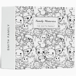 Cute Kawaii Doodle Characters (1) 3 Ring Binder