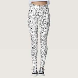 Cute Kawaii Doodle Characters (1) Leggings