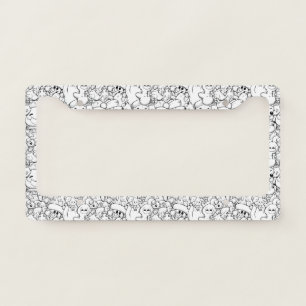 Cute Kawaii Doodle Characters (1) License Plate Frame