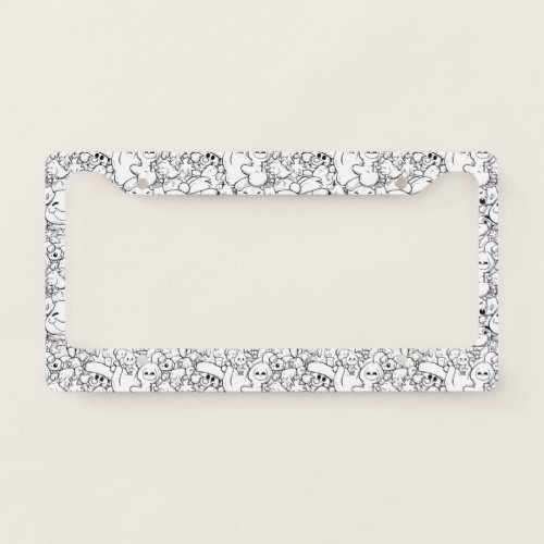 Cute Kawaii Doodle Characters (1) License Plate Frame