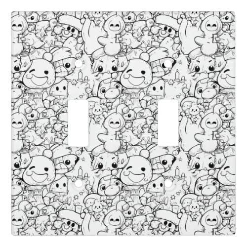 Cute Kawaii Doodle Characters (1) Light Switch Cover