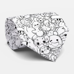 Cute Kawaii Doodle Characters (1) Neck Tie