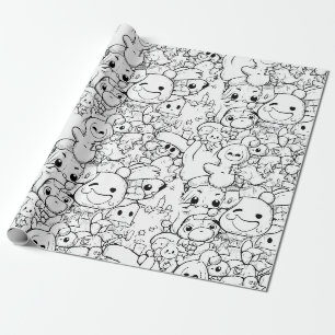 Cute Kawaii Doodle Characters (1) Wrapping Paper