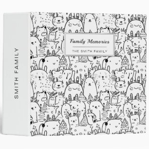 Cute Kawaii Doodle Characters (2) 3 Ring Binder