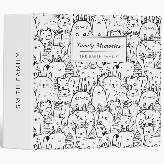 Cute Kawaii Doodle Characters (2) 3 Ring Binder (Front/Spine)