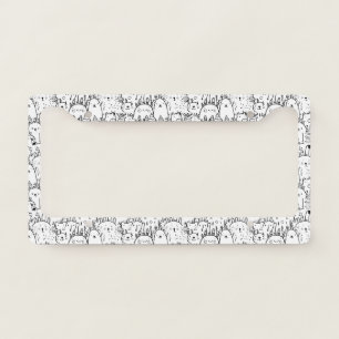 Cute Kawaii Doodle Characters (2) License Plate Frame