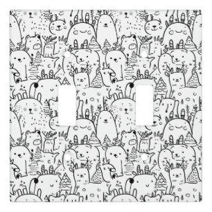 Cute Kawaii Doodle Characters (2) Light Switch Cover
