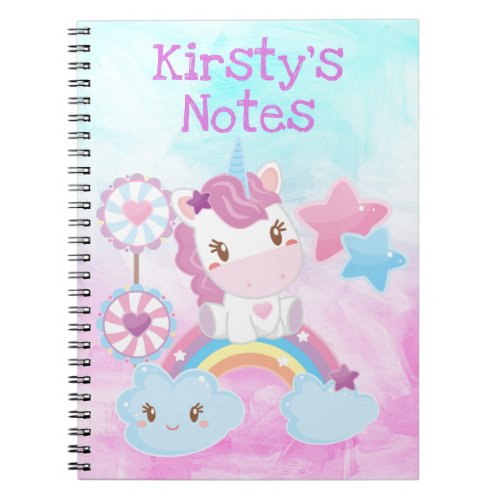 Cute Kawaii Dreamy Unicorn Rainbow Notebook