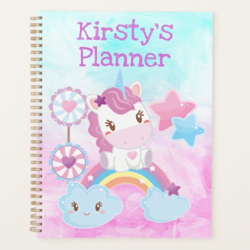 Cute Kawaii Dreamy Unicorn Rainbow Planner