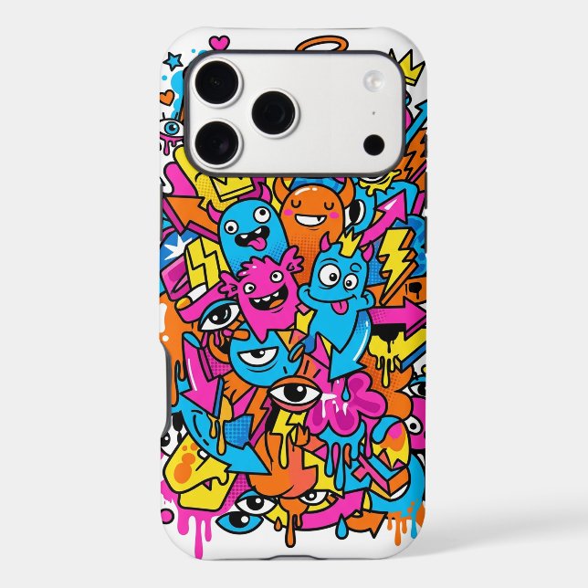 Cute Kawaii Drip Monster Pattern iPhone Case (Back)