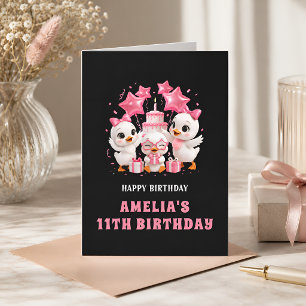 Cute Kawaii Duck Birthday Card for Girl