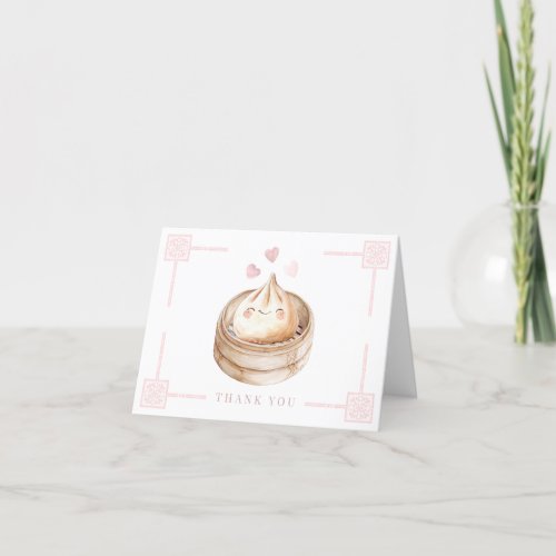 Cute Kawaii Dumpling Baby Shower  Pink Thank You Card