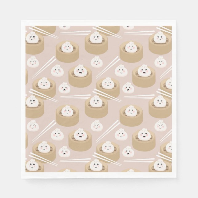 Cute Kawaii Dumplings Steamer Chopsticks  Napkins (Front)