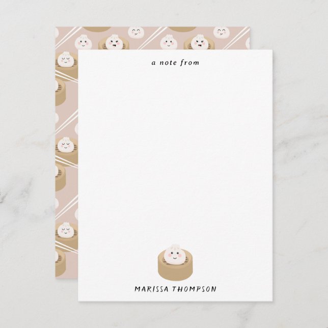 Cute Kawaii Dumplings Steamer Chopsticks  Note Card (Front/Back)