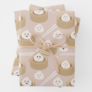 Cute Kawaii Dumplings Steamer Chopsticks  Wrapping Paper Sheets