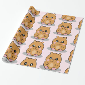 Cute Kawaii Dwarf Hamster Cartoon Girl Wrapping Paper