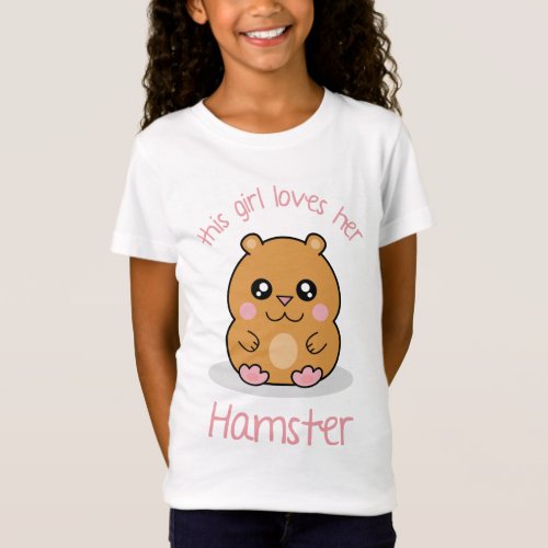 Cute Kawaii Dwarf Hamster Cartoon T_Shirt Girl