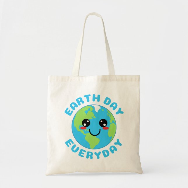 Cute Kawaii Earth Day Everyday Tote Bag (Front)